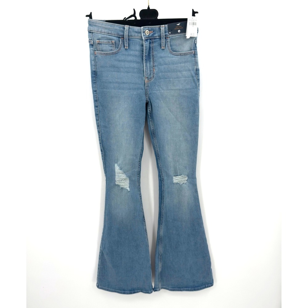 Hollister High-Rise Vintage Flare Jeans Light Wash‎ Distressed 1R W25 L31 NWT